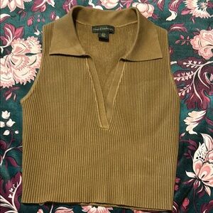 House of Harlow Cropped Sleeveless Ribbed Tank Top